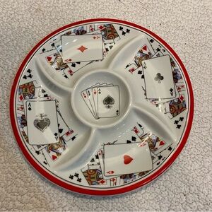 Vintage Playing Cards Ceramic 12" Serving Plate Platter Bridge Poker Party